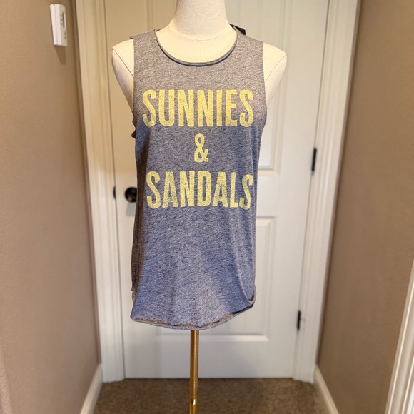Tops - Gray Tank Top with Yellow Text